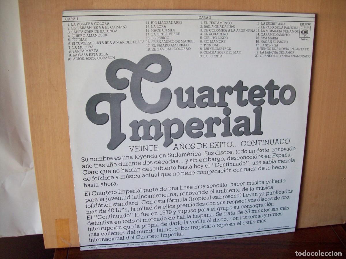 Discos de vinilo: CUARTETO IMPERIAL - EL CONTINUADO - LP 1980 - Foto 2