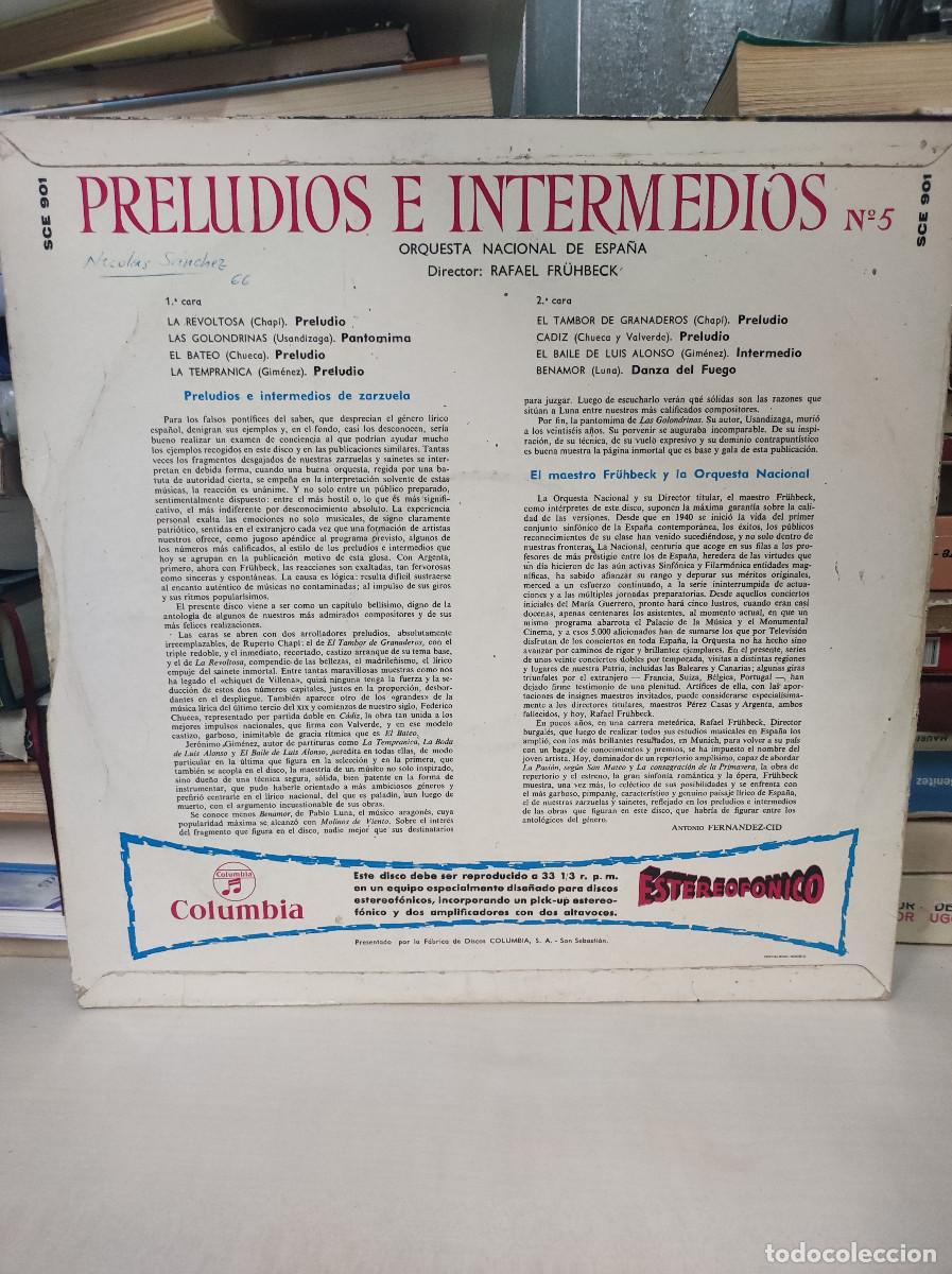 Discos de vinilo: PRELUDIOS E INTERMEDIOS N5 RAFAEL FRUHBECK - Foto 2