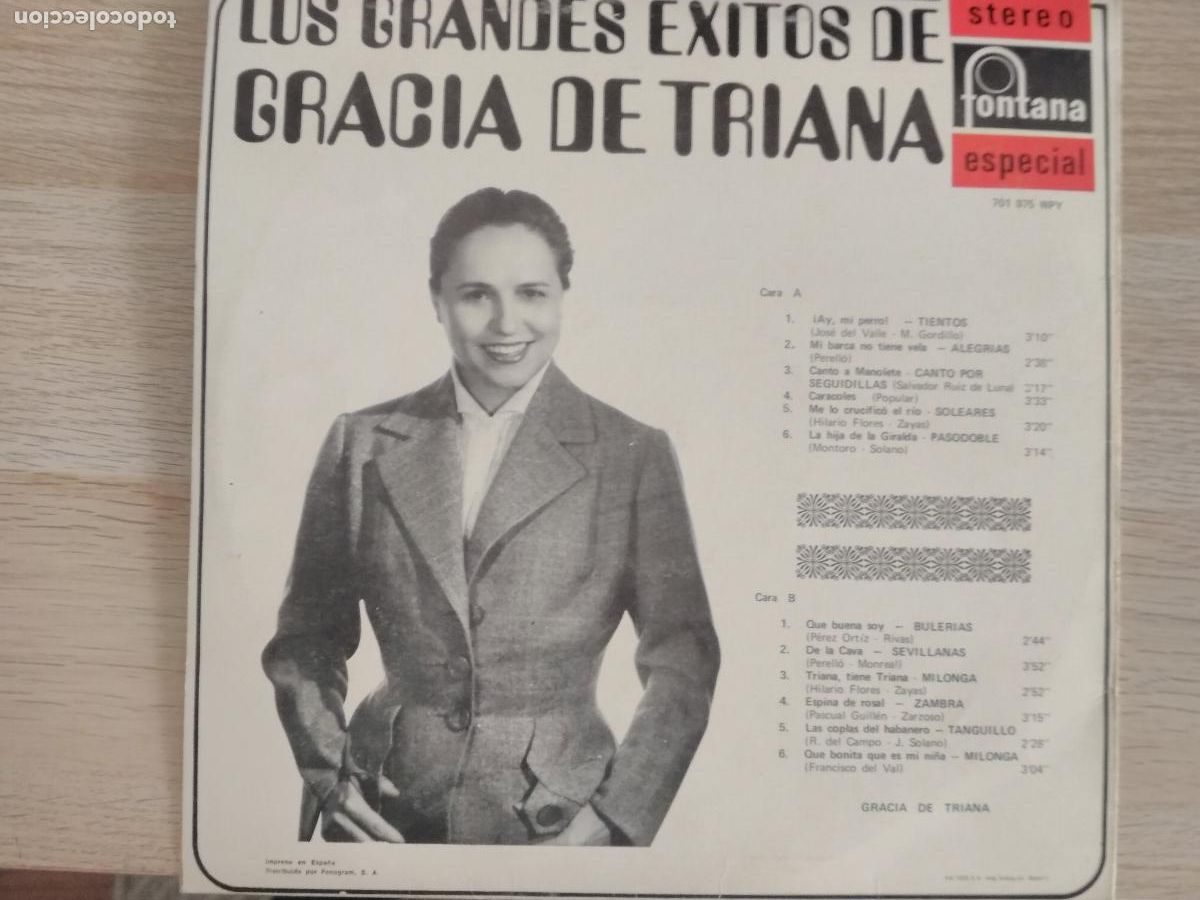 Discos de vinilo: gracia de triana, grandes exitos, 1969 - Foto 2