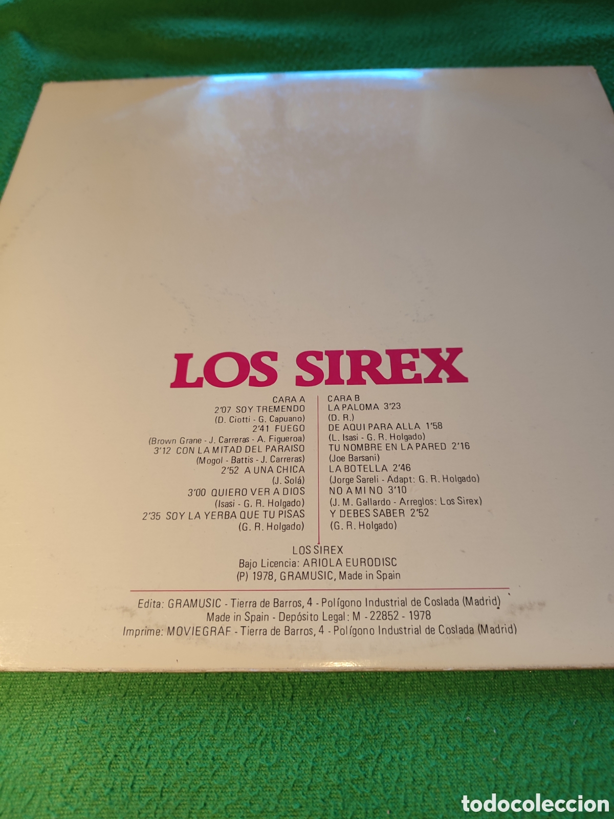 Discos de vinilo: Los Sirex - Same 1978 - Foto 2