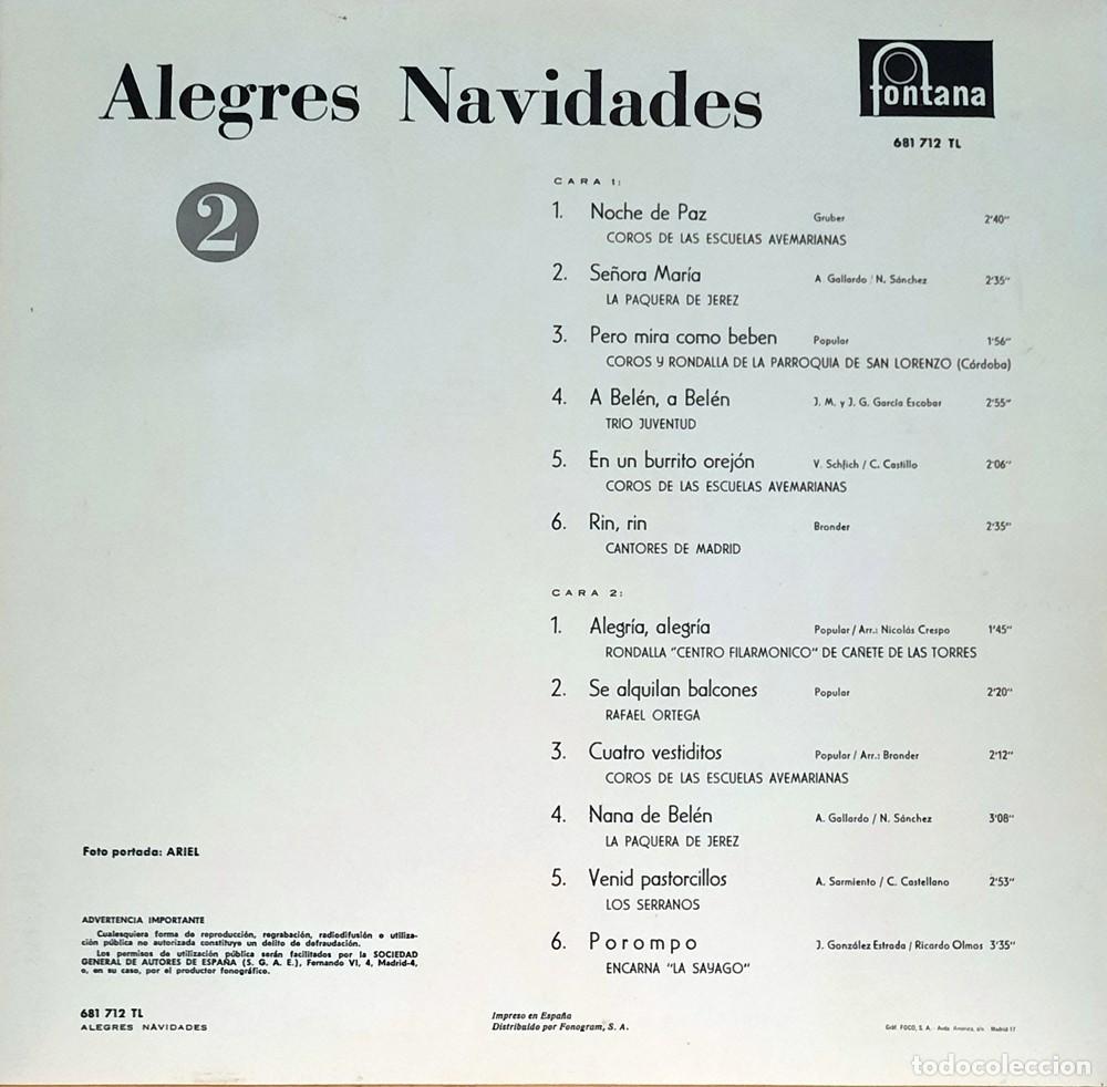 Discos de vinilo: VARIOS &middot;&middot;&middot; ALEGRES NAVIDADES &middot;&middot;&middot; Villancicos (LP) - Foto 2