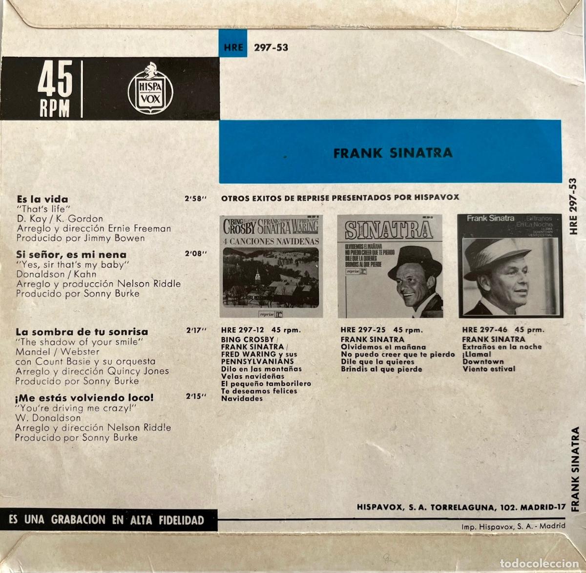 Discos de vinilo: FRANK SINATRA, ES LA VIDA + 3 TEMAS. EP ORIGINAL ESPA&Ntilde;A 1966 - Foto 2