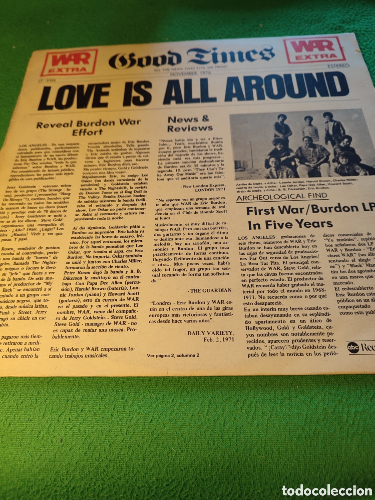 Discos de vinilo: War Featuring Eric Burdon - Love is all Around - Foto 1