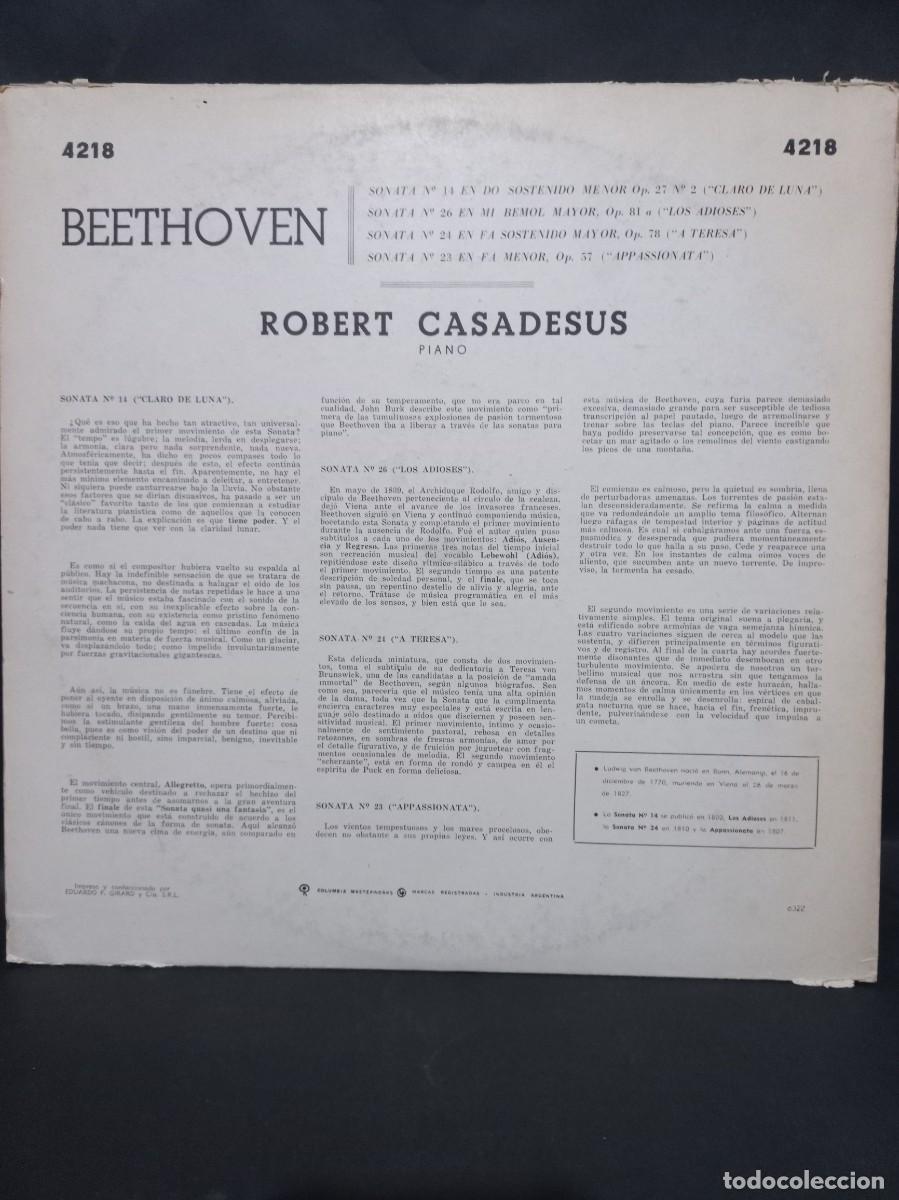 Discos de vinilo: ROBERT CASADESUS - BEETHOVEN / XLP-42345 - Foto 3