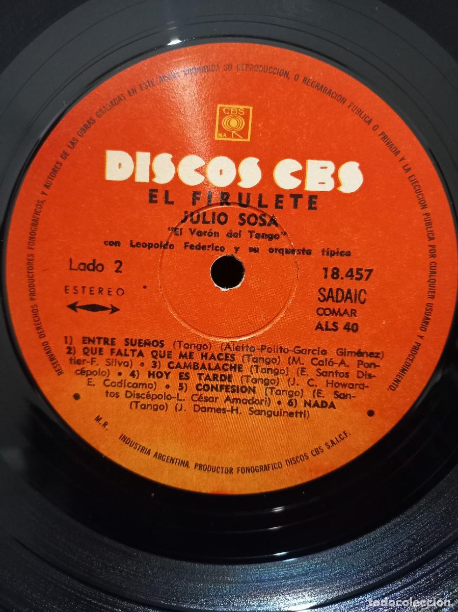 Discos de vinilo: JULIO SOSA - EL FIRULETE / 18457 - CON INSERT - Foto 2