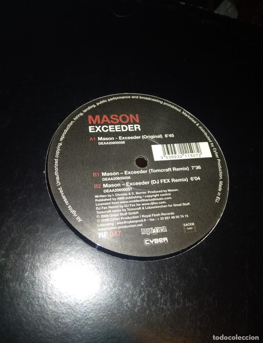 Discos de vinilo: MAXI E.P. 12&rdquo; - MASON - EXCEEDER (2006 ITALY electro tech house KILLER!!!) - Foto 2