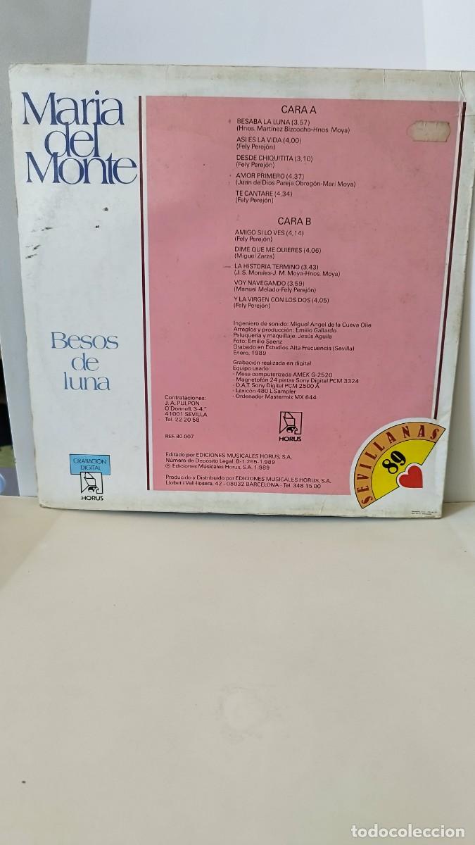 Discos de vinilo: Mar&iacute;a del Monte,Besos de Luna .Lp - Foto 2