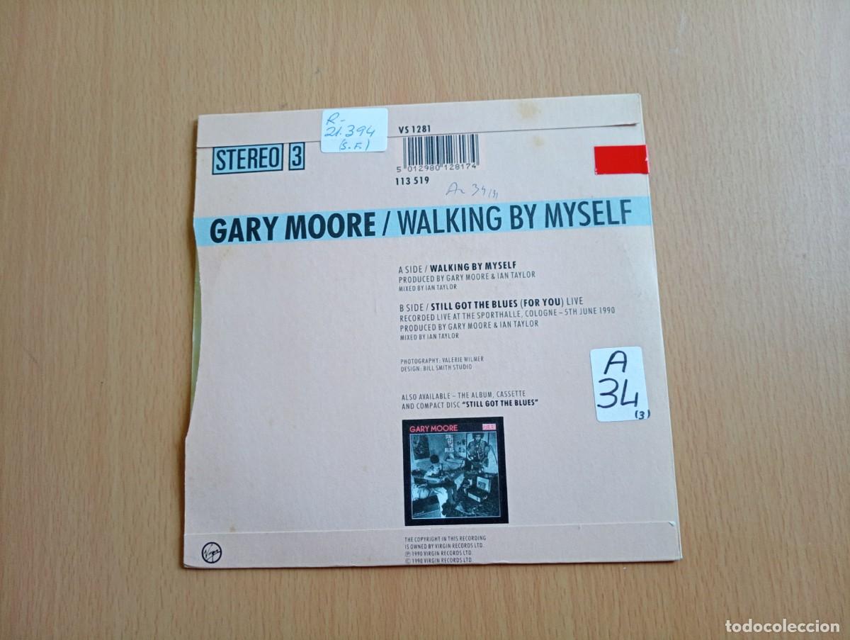 Discos de vinilo: GARY MOORE - WALKING BY MYSELF SINGLE 1990 EDICION INGLESA - Foto 3