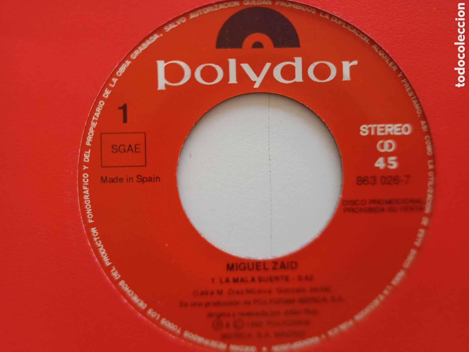 Discos de vinilo: Miguel Zaid - La mala suerte - Foto 1