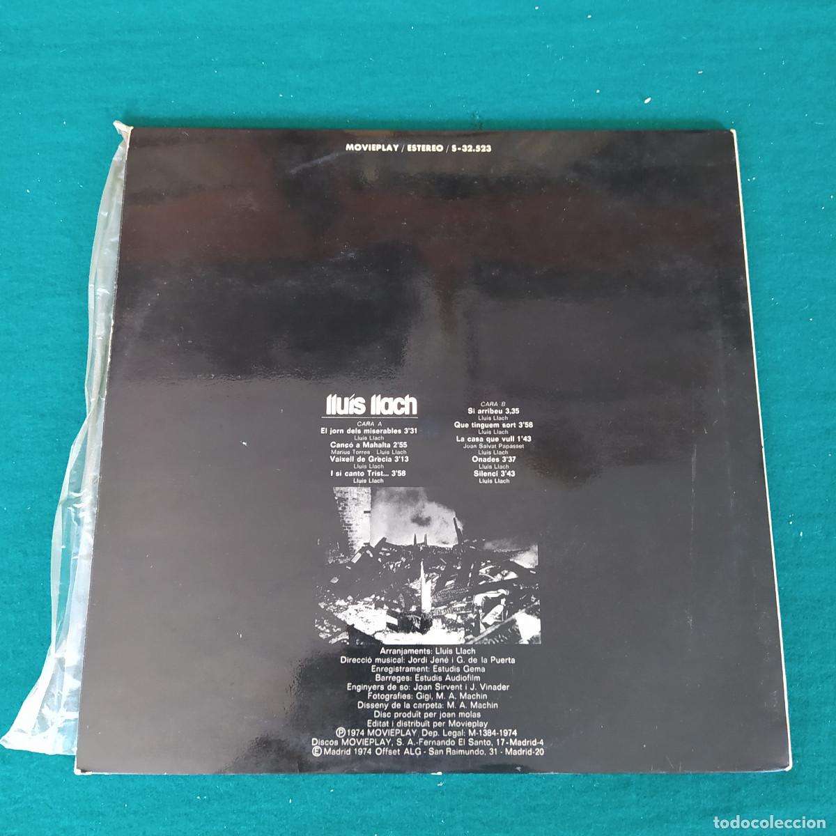 Discos de vinilo: Llu&iacute;s Llach &ndash; I Si Canto Trist... - Foto 2