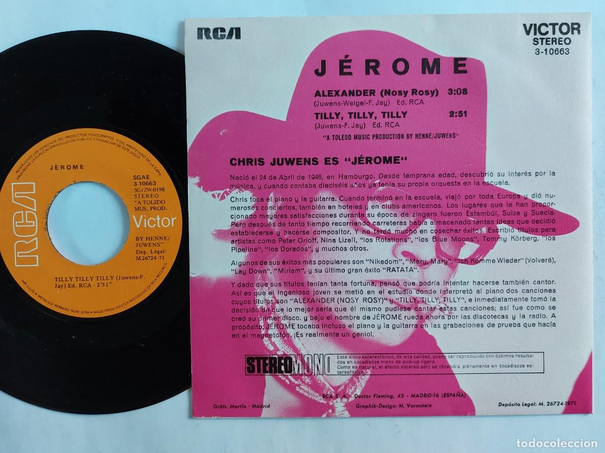 Discos de vinilo: JEROME - 45 Spain - MINT * ALEXANDER / TILLY TILLY TILLY - Foto 2