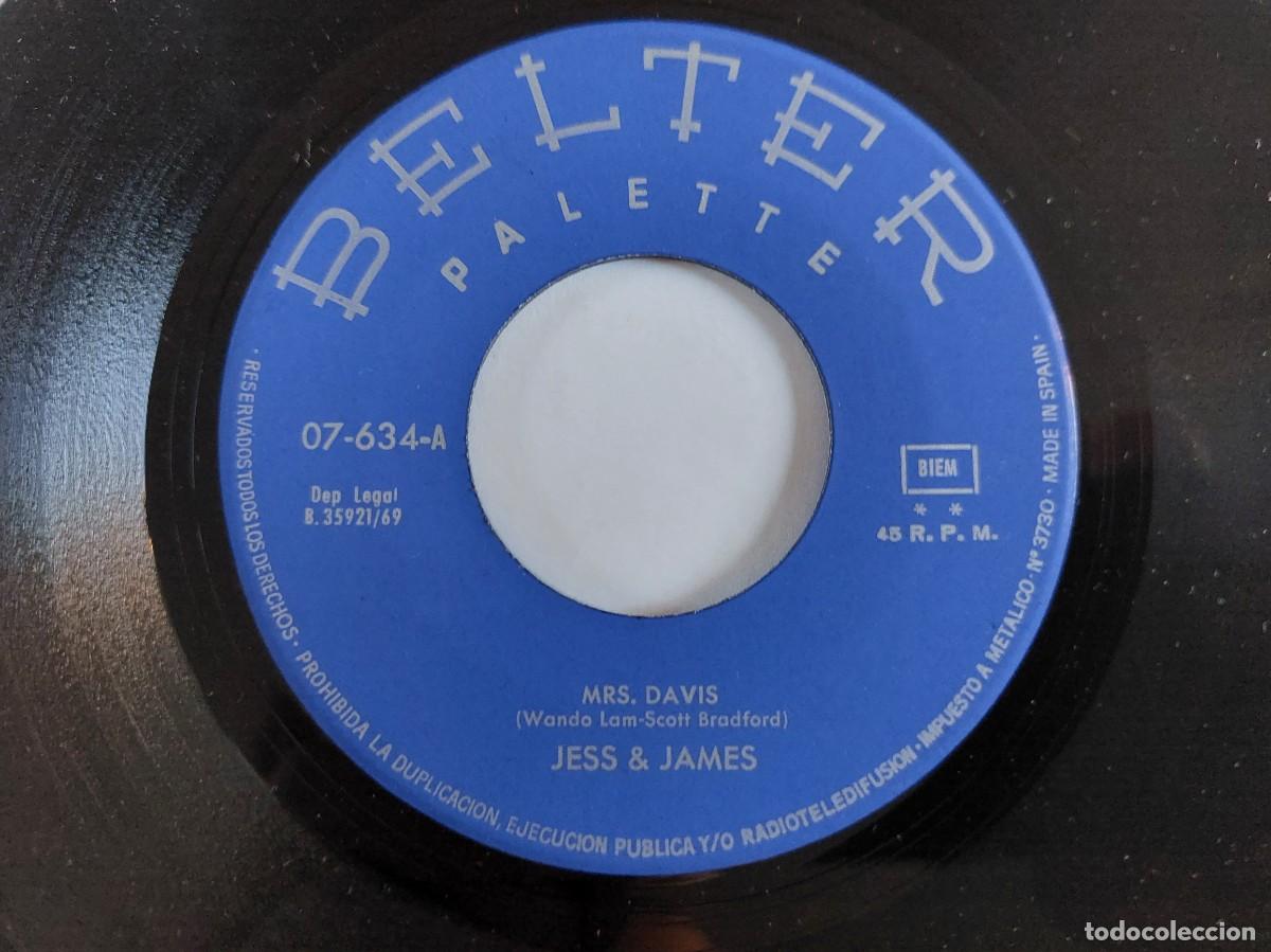 Discos de vinilo: JESS & JAMES - 45 Spain - MINT * MRS. DAVIS / A PASSING CAR - Foto 3