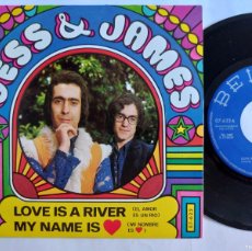 Discos de vinilo: JESS & JAMES - 45 SPAIN - MINT * LOVE IS A RIVER / MY NAME IS