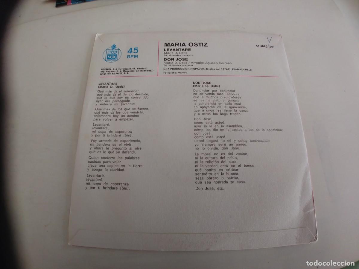 Discos de vinilo: MARIA OSTIZ-SINGLE LEVANTARE - Foto 2