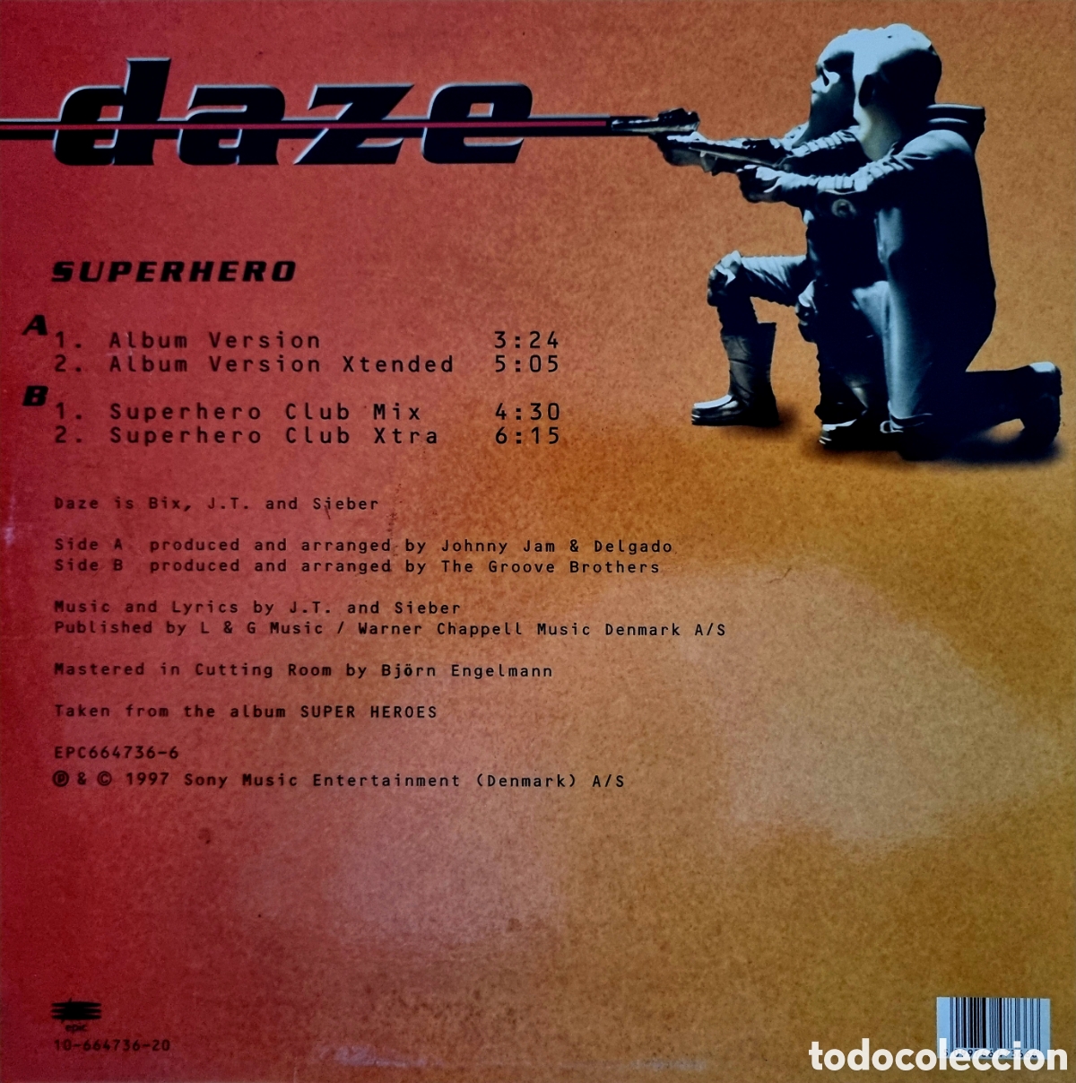 Discos de vinilo: DAZE - SUPERHERO - MAXI Made in Denmark 1997 EPIC - Foto 4