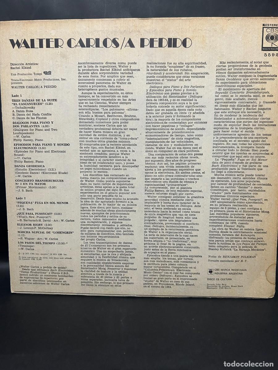 Discos de vinilo: WALTER CARLOS - A PEDIDO / 5592 - ORIGINAL - CON INSERT - 1975 - Foto 4
