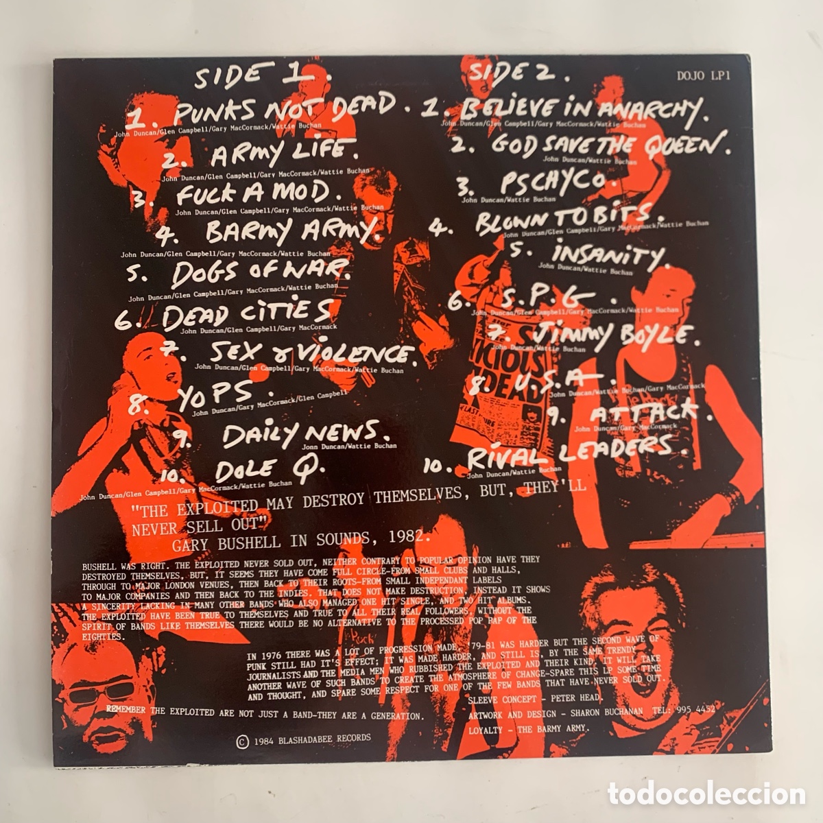 Discos de vinilo: Lp The Exploited - Totally Exploited edicion UK de 1984 - Foto 2