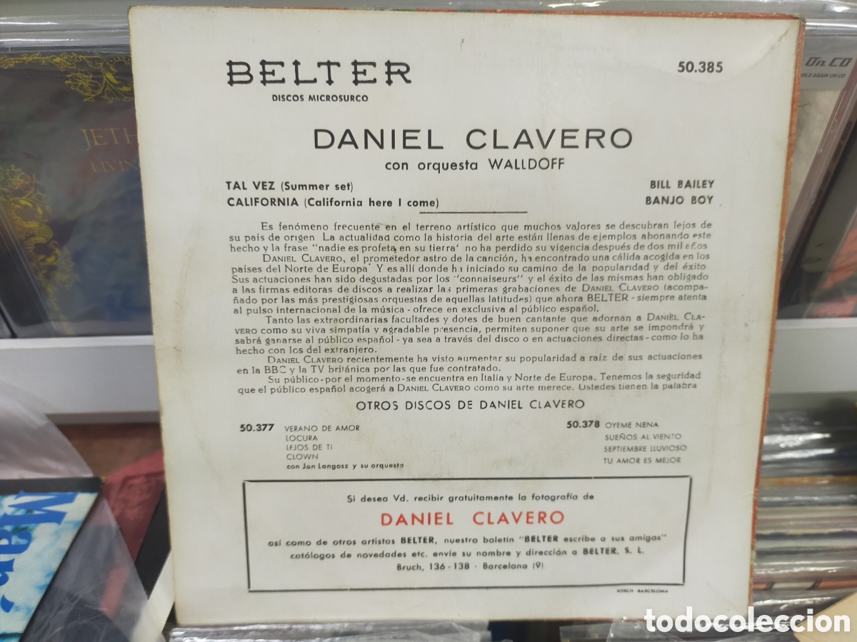 Discos de vinilo: Daniel clavero ep tal vez + 3 1960 - Foto 2