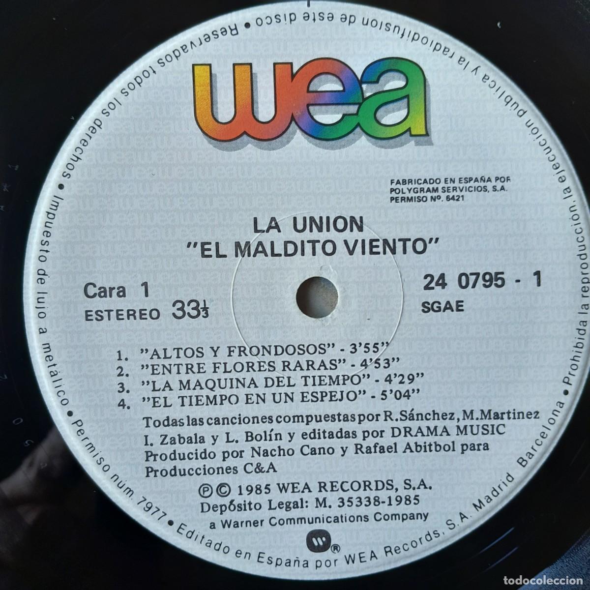 Discos de vinilo: LA UNION : EL MALDITO VIENTO [WEA - ESP 1985] LP - Foto 3