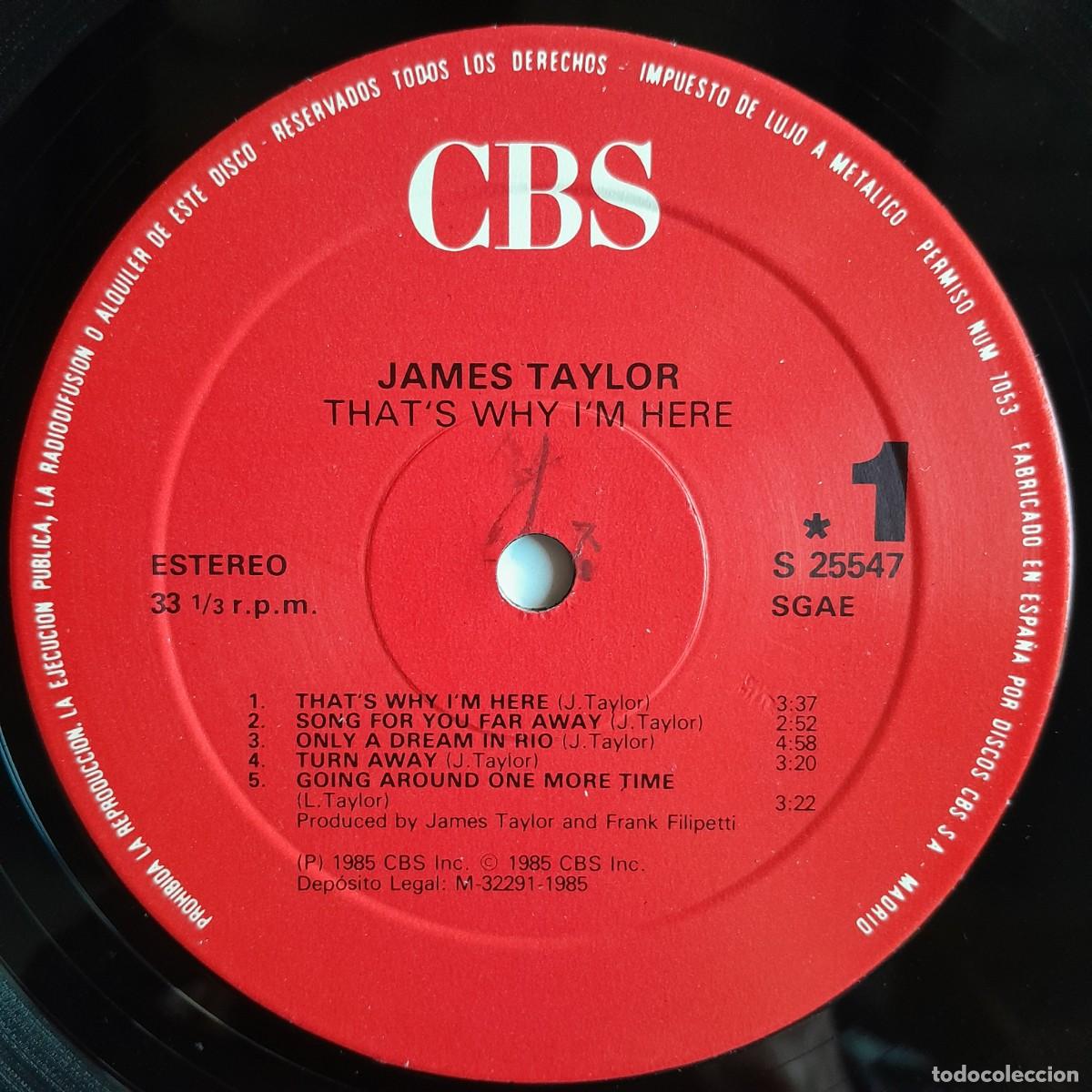 Discos de vinilo: JAMES TAYLOR : THATS WHY IM HERE [CBS - ESP 1985] LP - Foto 4