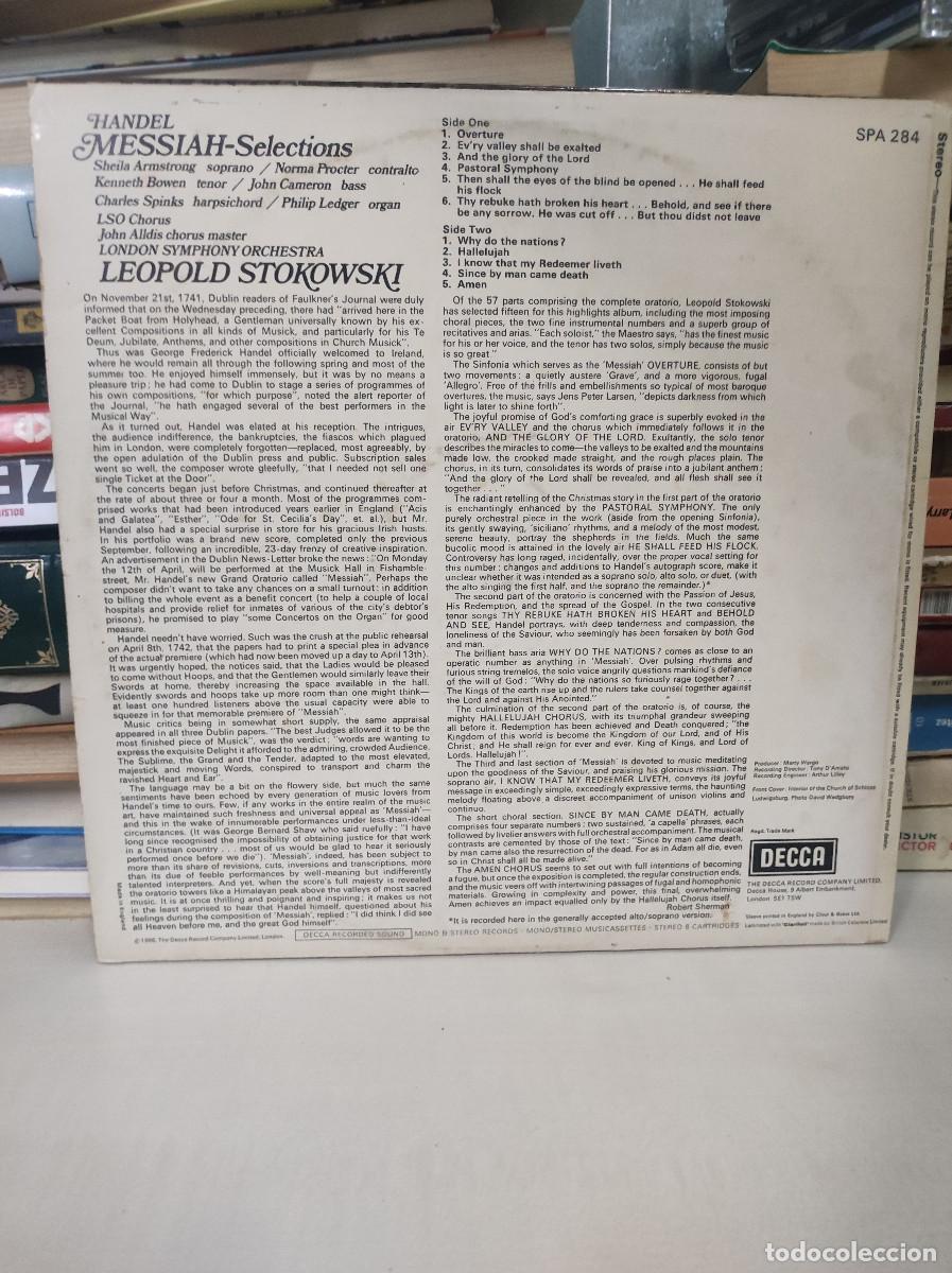 Discos de vinilo: HANDEL MESSIAH SELECTIONS LEOPOLD STOKOWSKI - Foto 2