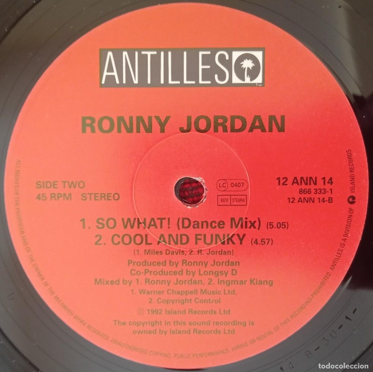 Discos de vinilo: RONNY JORDAN ** So What! ** MAXI SINGLE VINILO 1992 - Foto 4