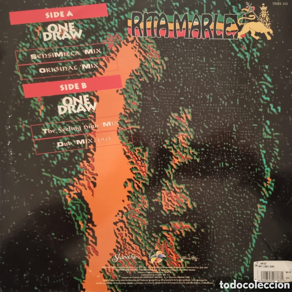 Discos de vinilo: RITA MARLEY,,ONE DRAW,,SENSIMILLA MIX, 1993 - Foto 2