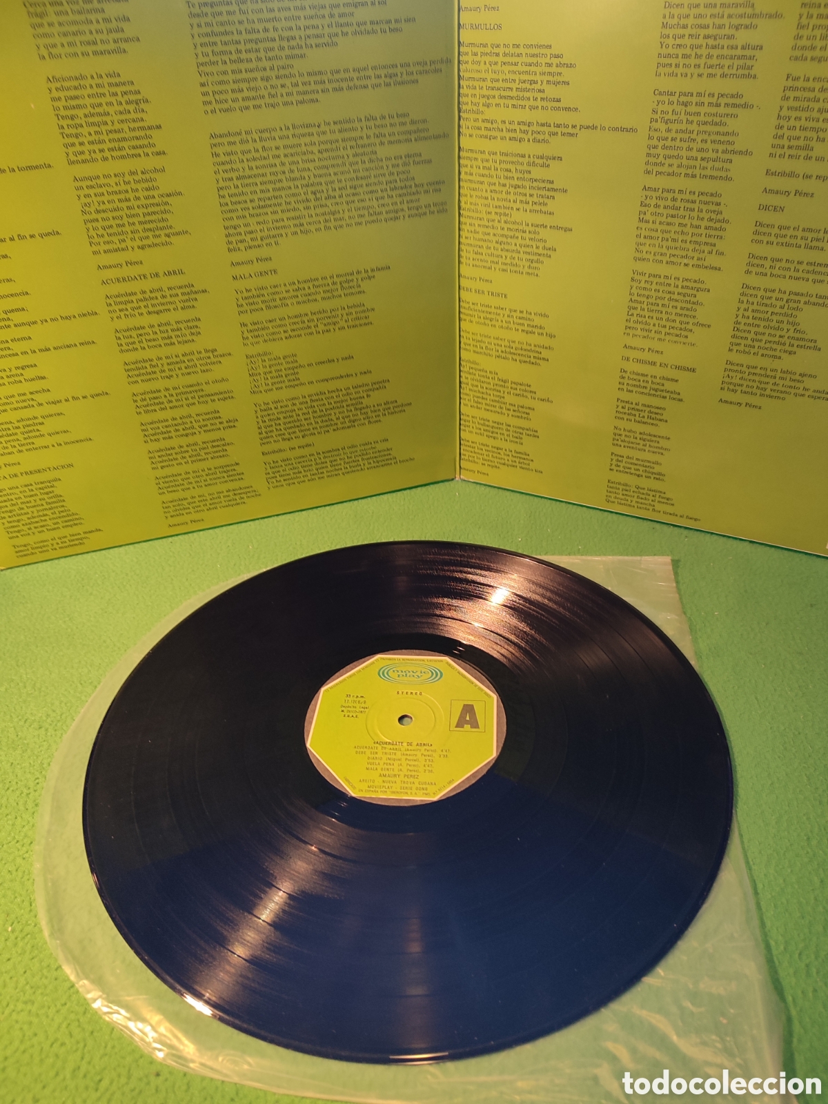 Discos de vinilo: Amaury P&eacute;rez - Acu&eacute;rdate de Abril - Foto 2
