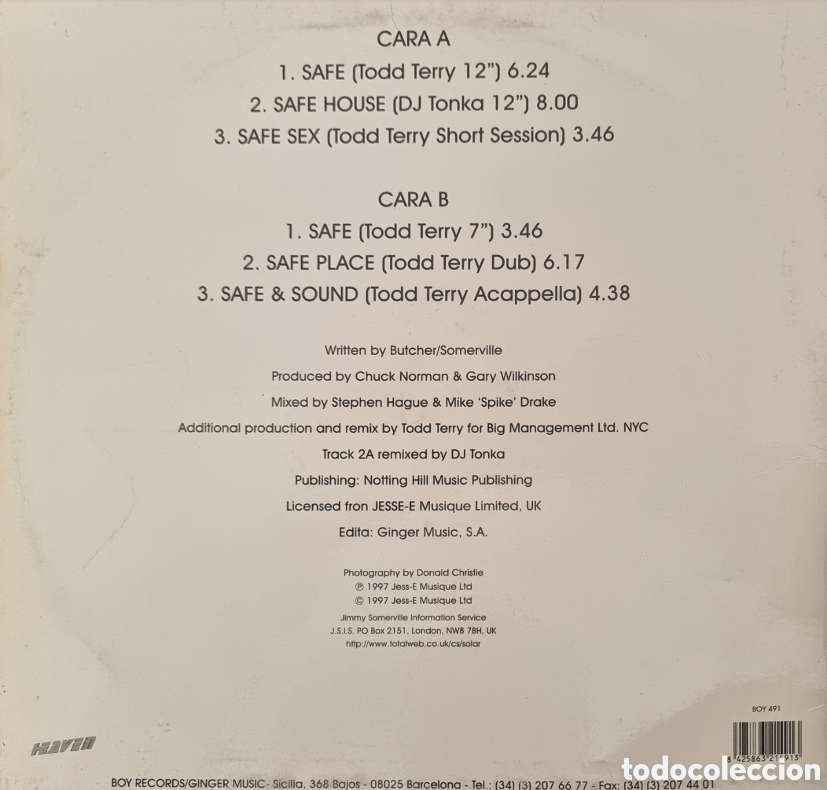 Discos de vinilo: JIMMY SOMERVILLE - SAFE - MAXI-SINGLE 1995 BOY RECORDS - Foto 3
