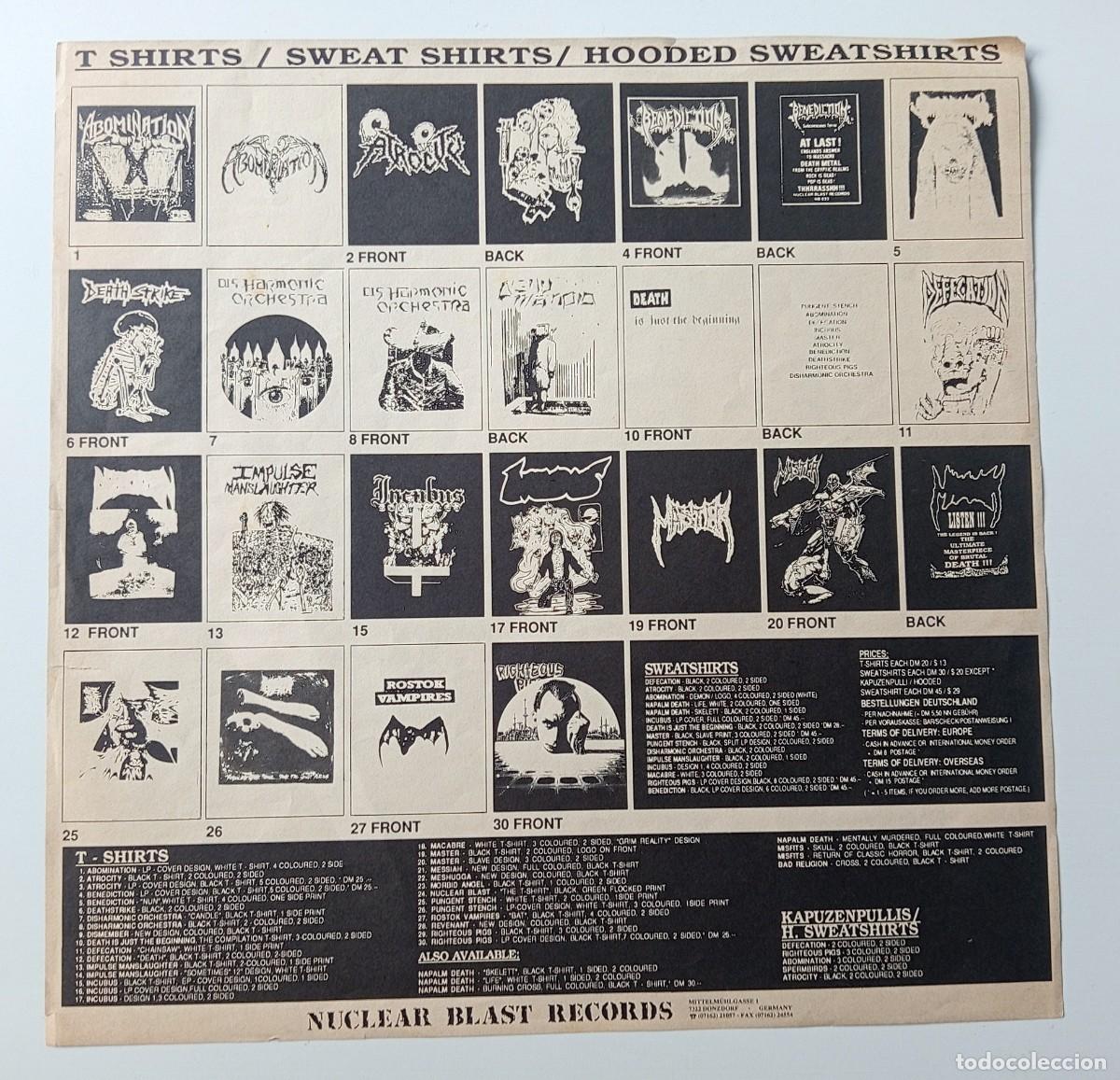 Discos de vinilo: INSERTO ORIGINAL NUCLEAR BLAST RECORDS - Foto 2