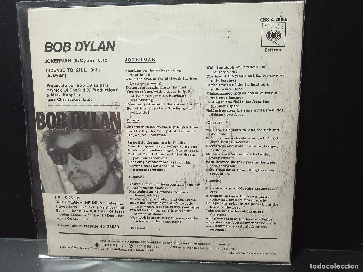Discos de vinilo: BOB DYLAN JOKERMAN SINGLE SPAIN 1983 PEPETO TOP - Foto 2