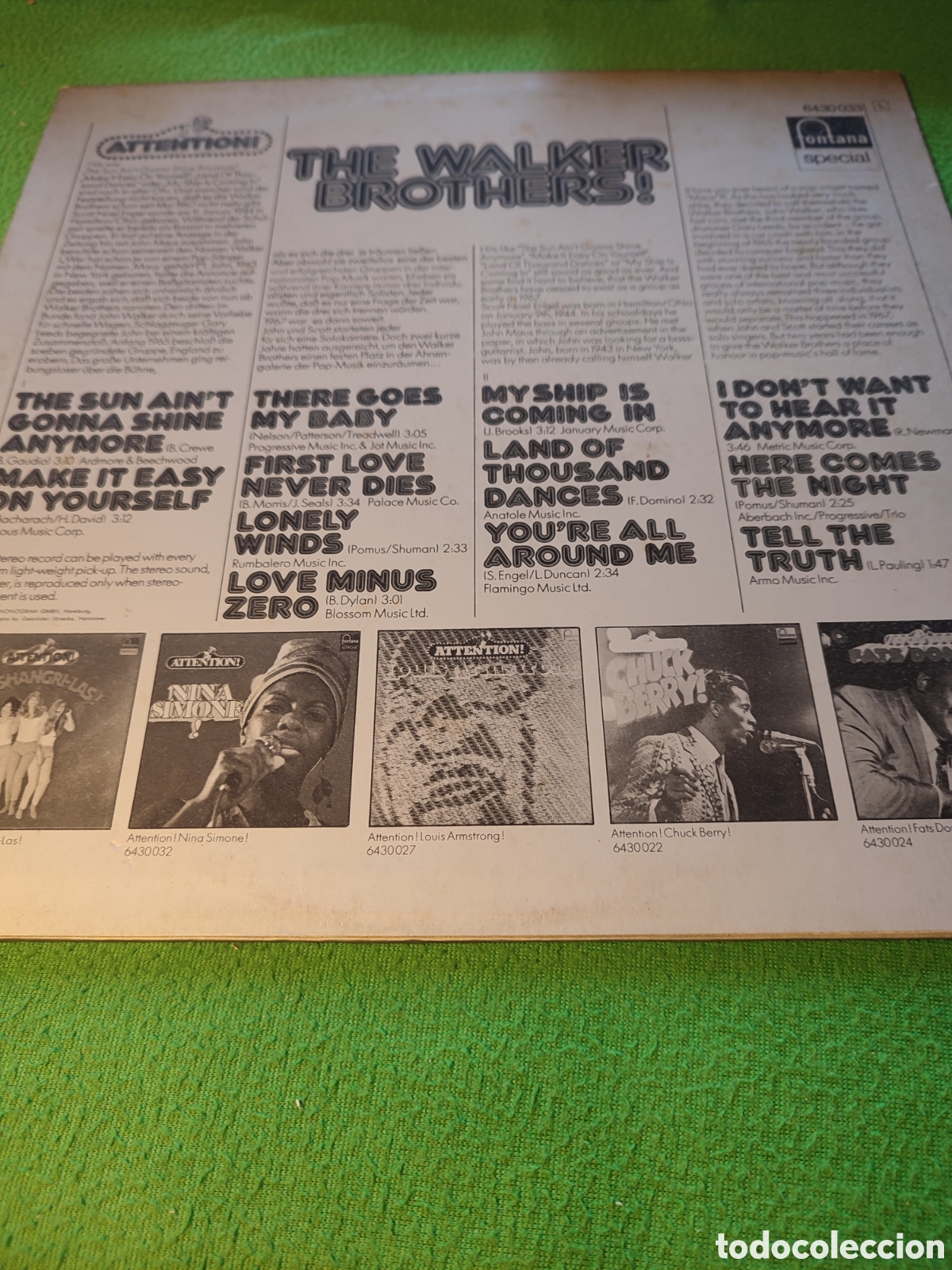 Discos de vinilo: The Walker Brothers - Attention - Foto 2