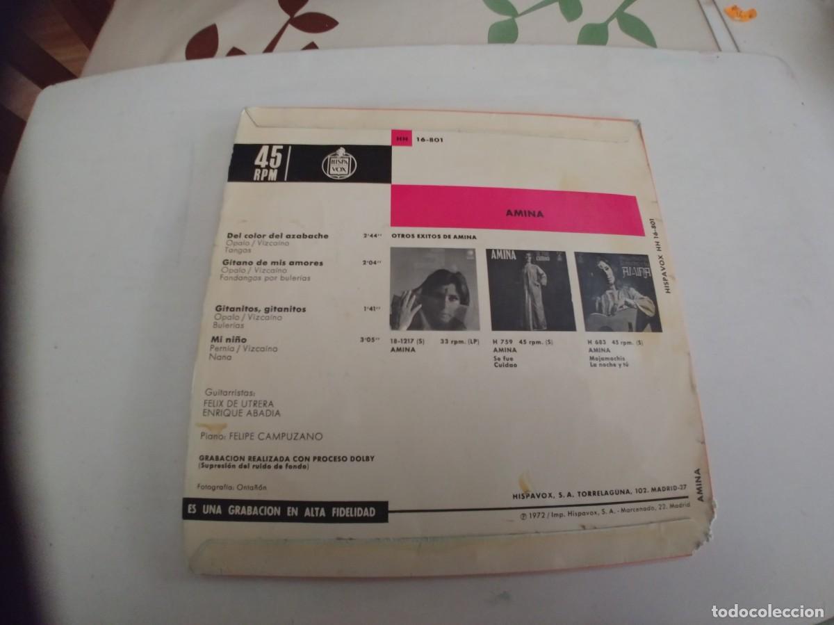 Discos de vinilo: AMINA-EP DEL COLOR DEL AZABACHE +3 - Foto 2