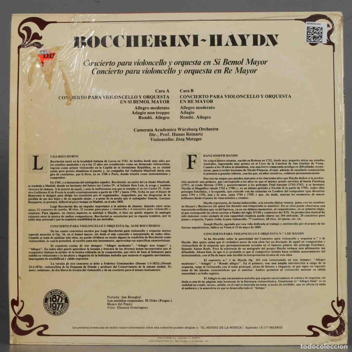 Discos de vinilo: LP. BOCCHERINI-HAYDN. COLECCION RTVE 19 - Foto 2