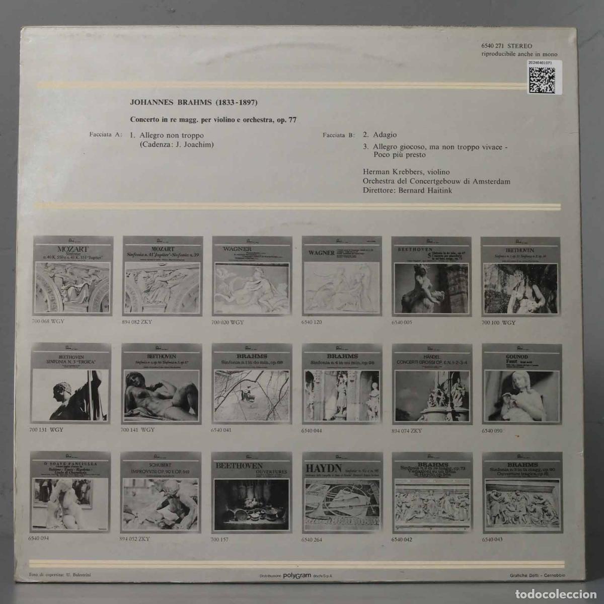 Discos de vinilo: LP. BRAHMS. CONCERTO PER VIOLINO E ORCHESTRA. HAITINK - Foto 2