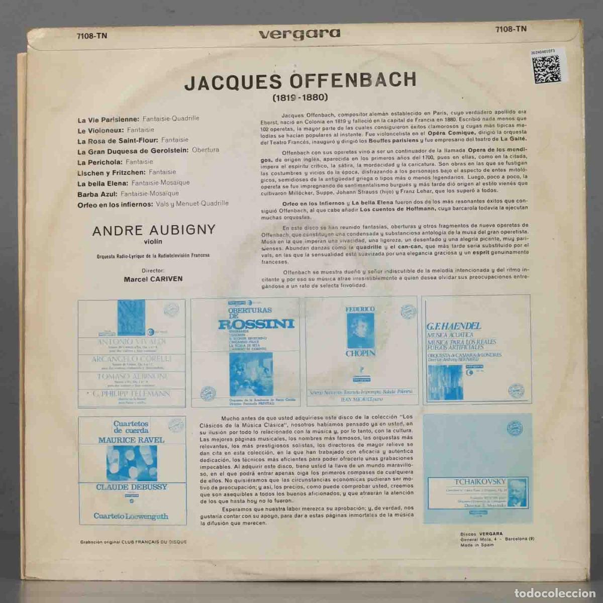 Discos de vinilo: LP. OFFENBACH. CARIVEN. AUBIGNY - Foto 2