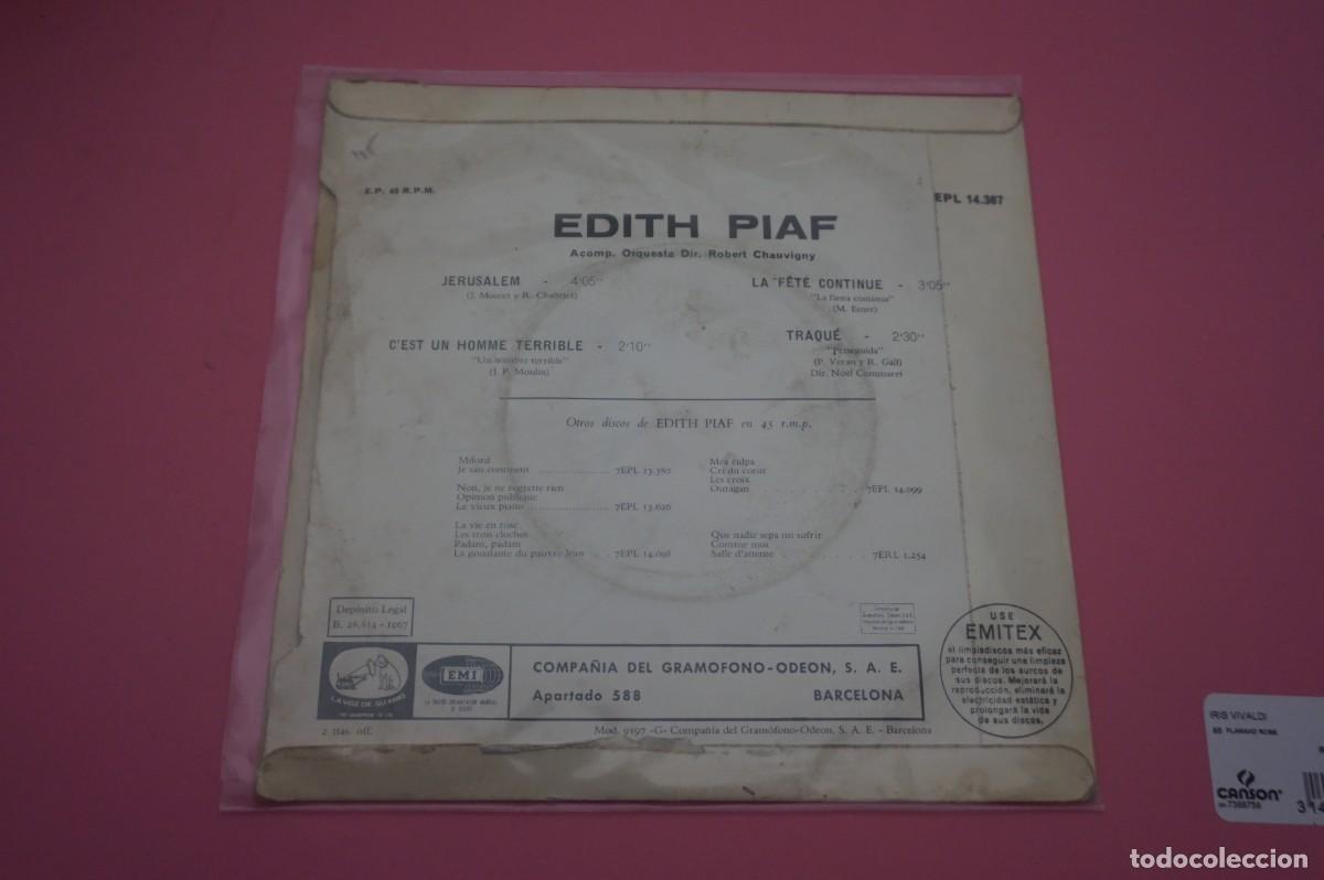 Discos de vinilo: EDITH PIAF - JERUSALEM - Single - VINILO EN BUEN ESTADO - Foto 4