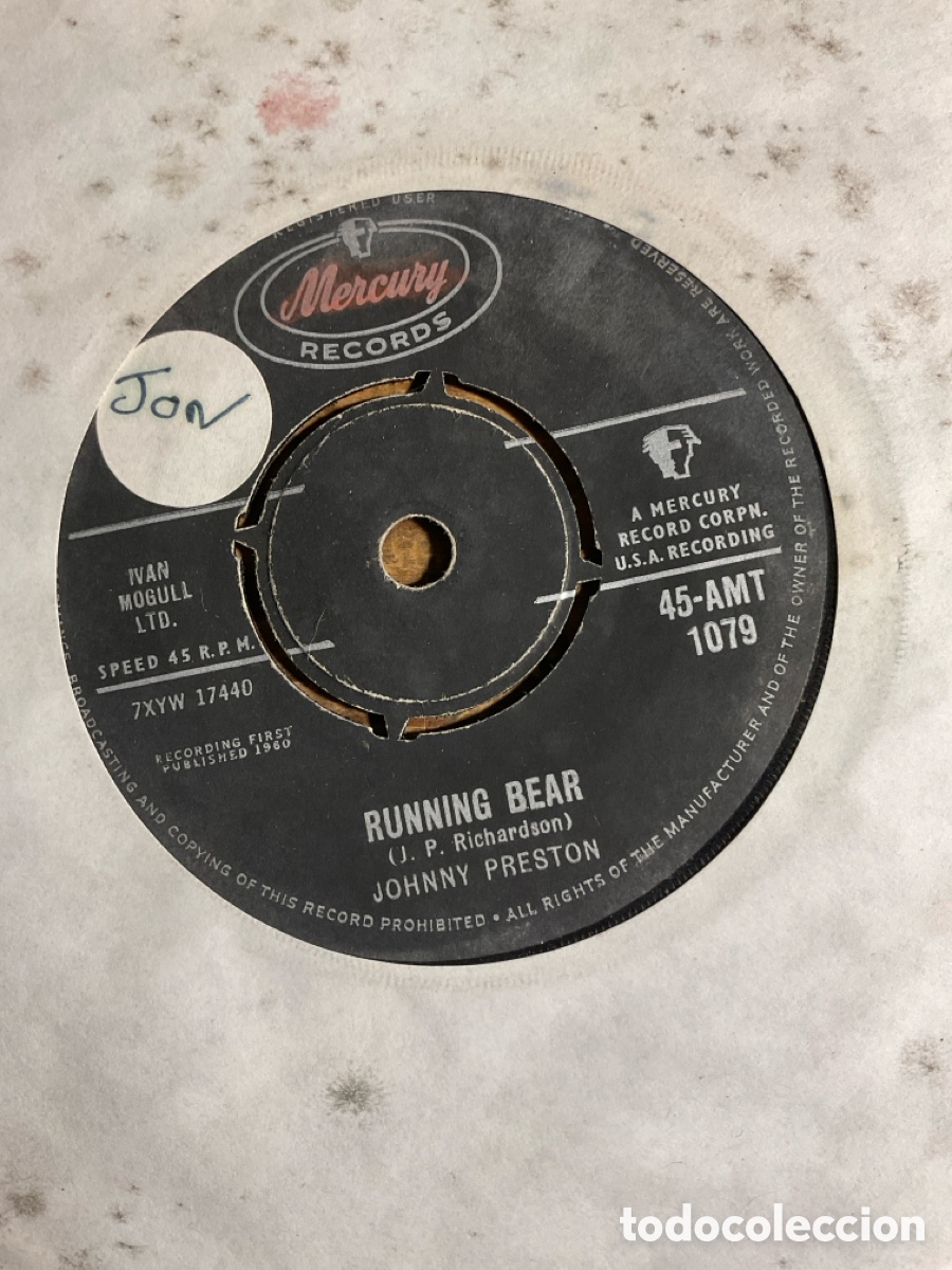 Discos de vinilo: Johnny Preston-running bear - Foto 1