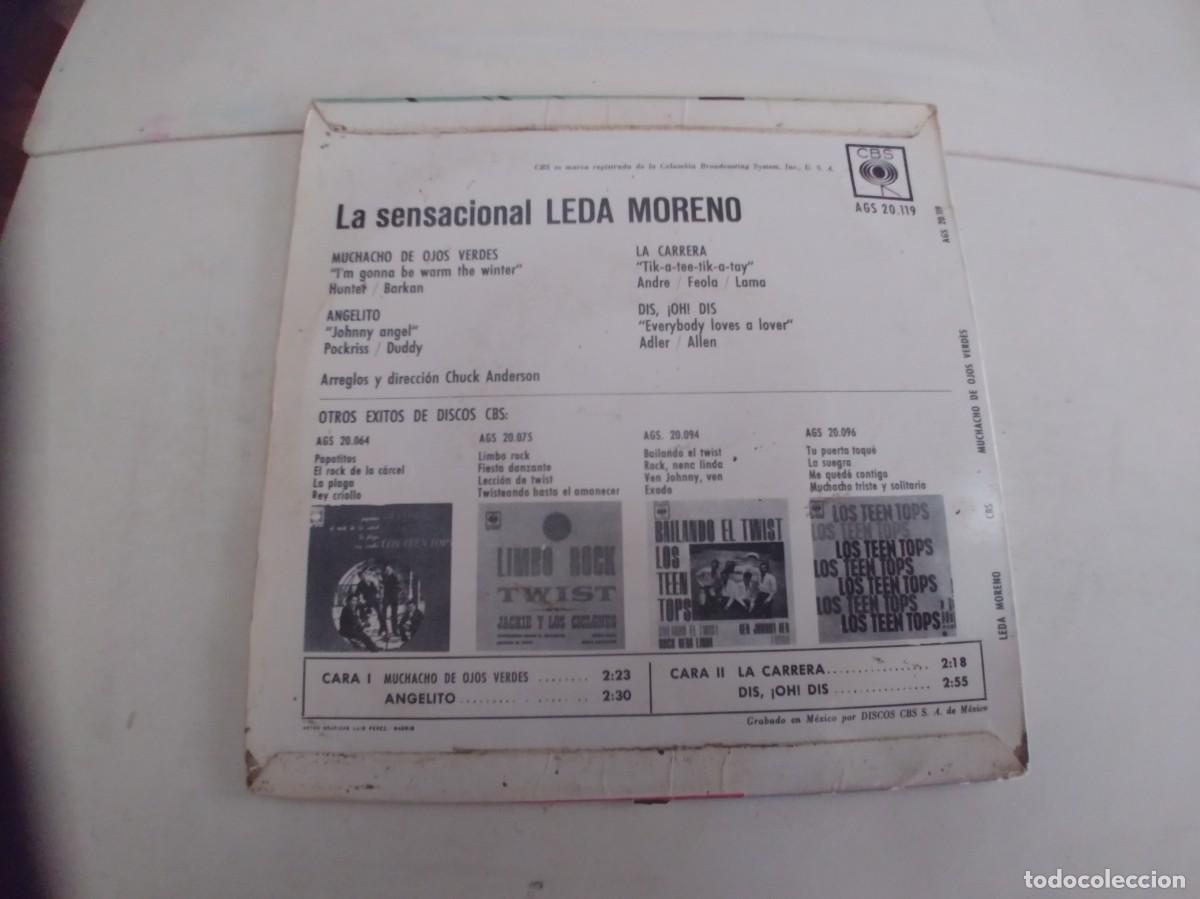 Discos de vinilo: LEDA MORENO-EP MUCHACHO DE OJOS VERDES +3 - Foto 2