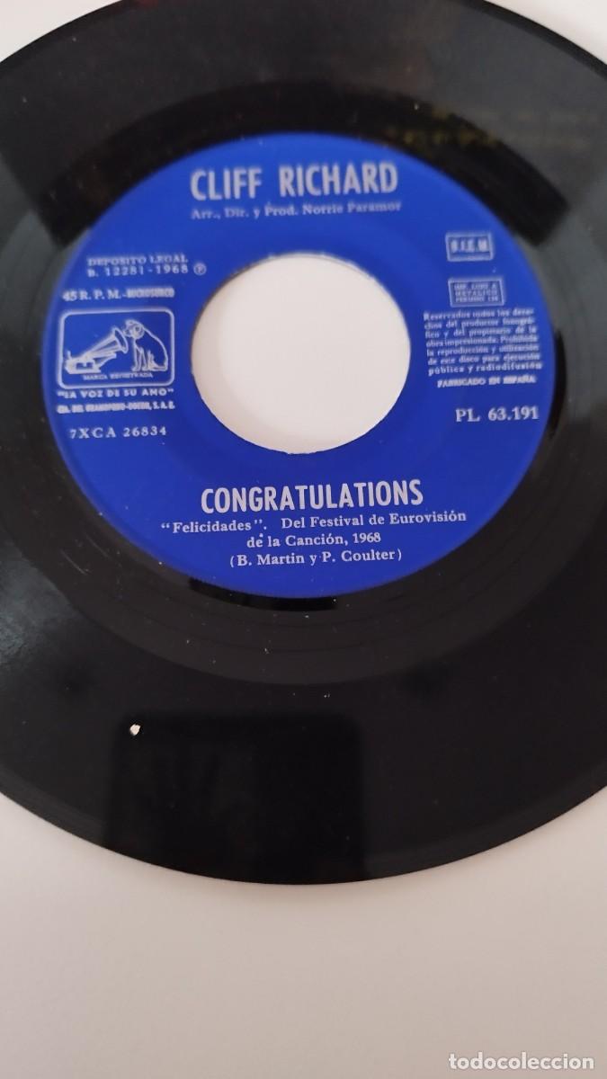 Discos de vinilo: Cliff Richard,congratulations,Vinilo Single 7&rdquo; - Foto 2