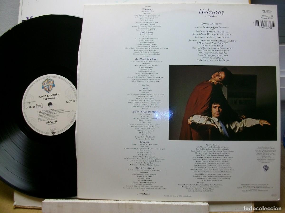 Discos de vinilo: David Sanborn &ndash; Hideaway LP USA 1980 - Foto 2