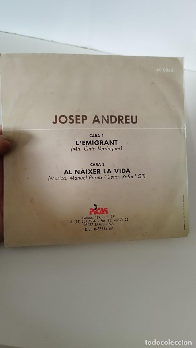 Discos de vinilo: Josep Andreu,Lemigrant.Single 7&rdquo; - Foto 3