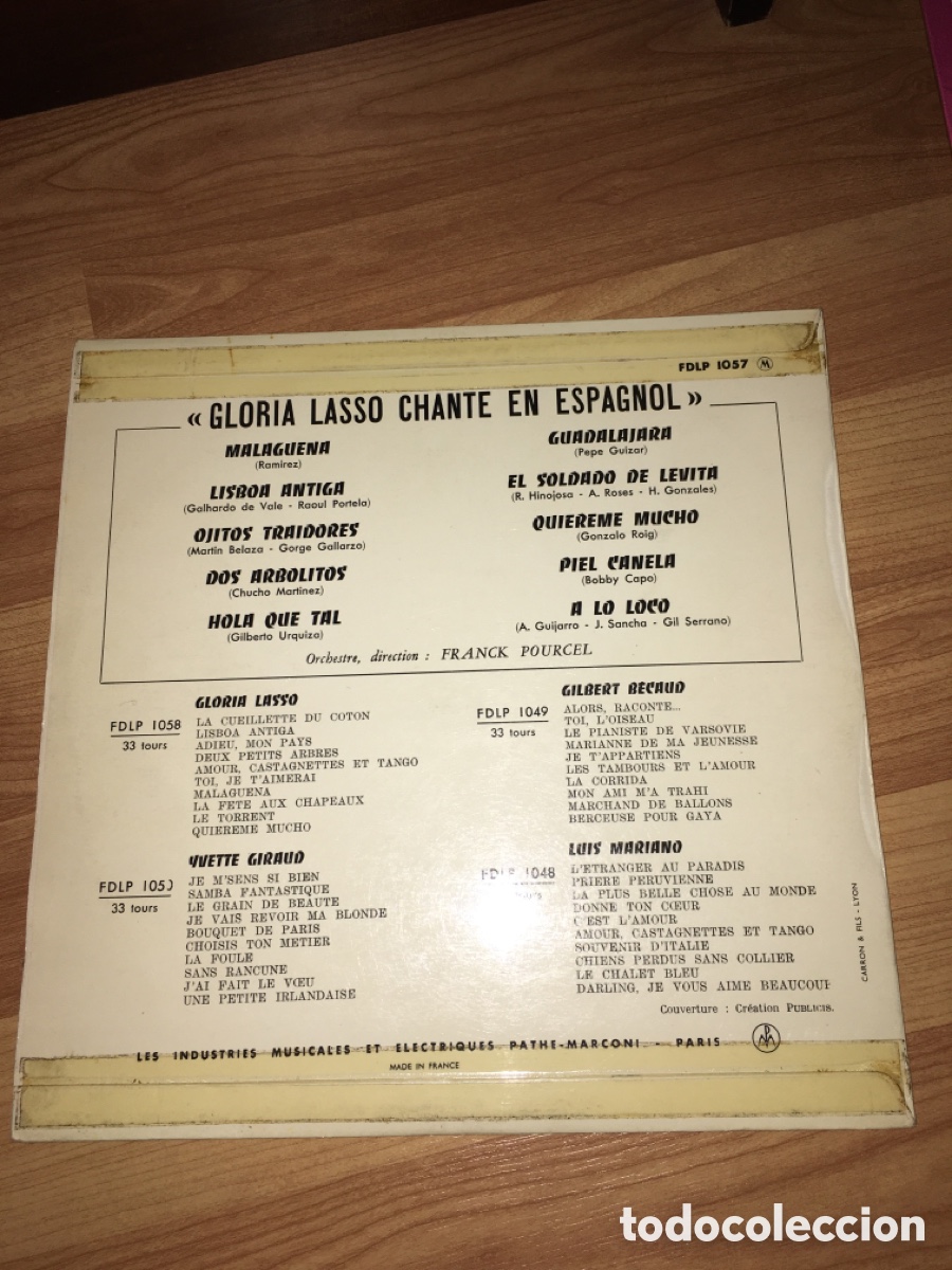 Discos de vinilo: Gloria Lasso - Disco medio frances - Foto 2