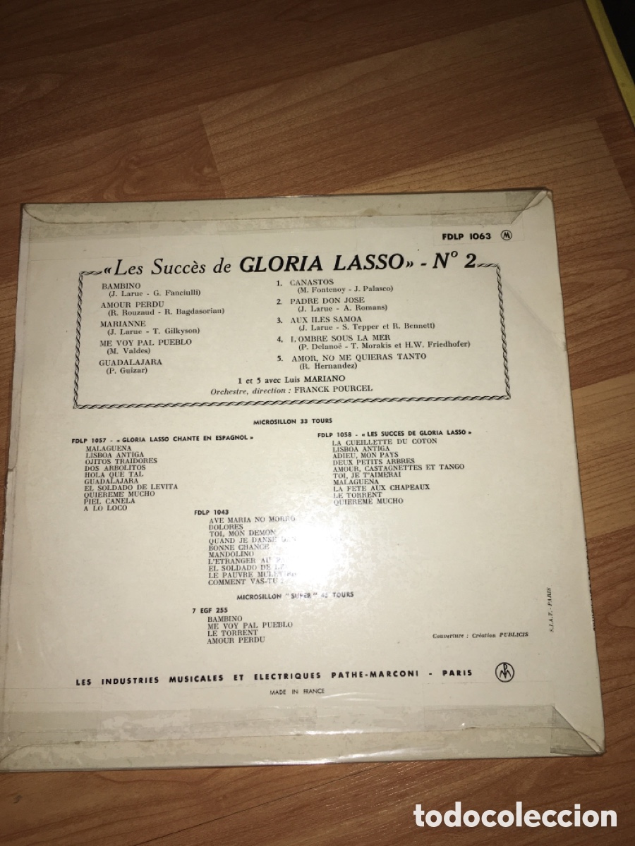Discos de vinilo: Gloria Lasso - Disco medio - Frances - Foto 2