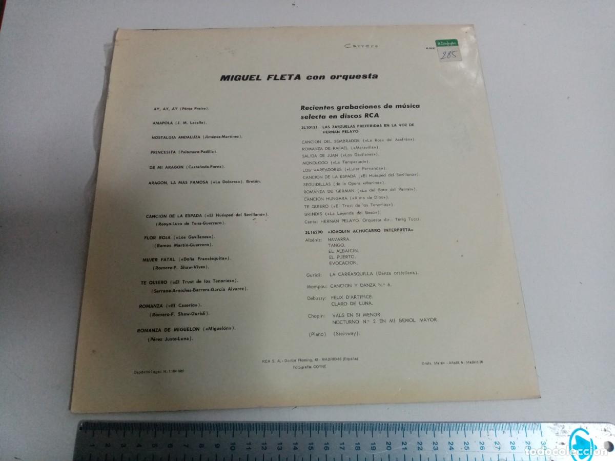 Discos de vinilo: DISCO DE VINILO - MIGUEL FLETA CON ORQUESTA - Foto 6
