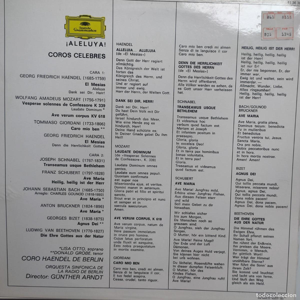 Discos de vinilo: Aleluya - Coros celebres - varios - Foto 2