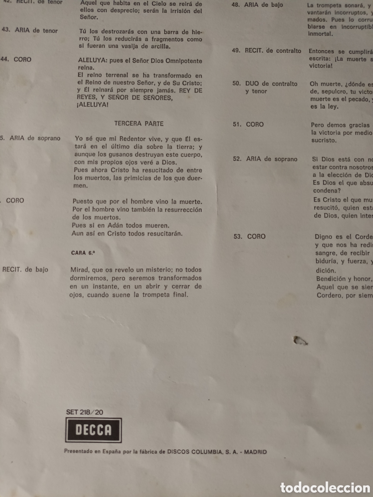 Discos de vinilo: El mesias Haendel 4lp - Foto 4
