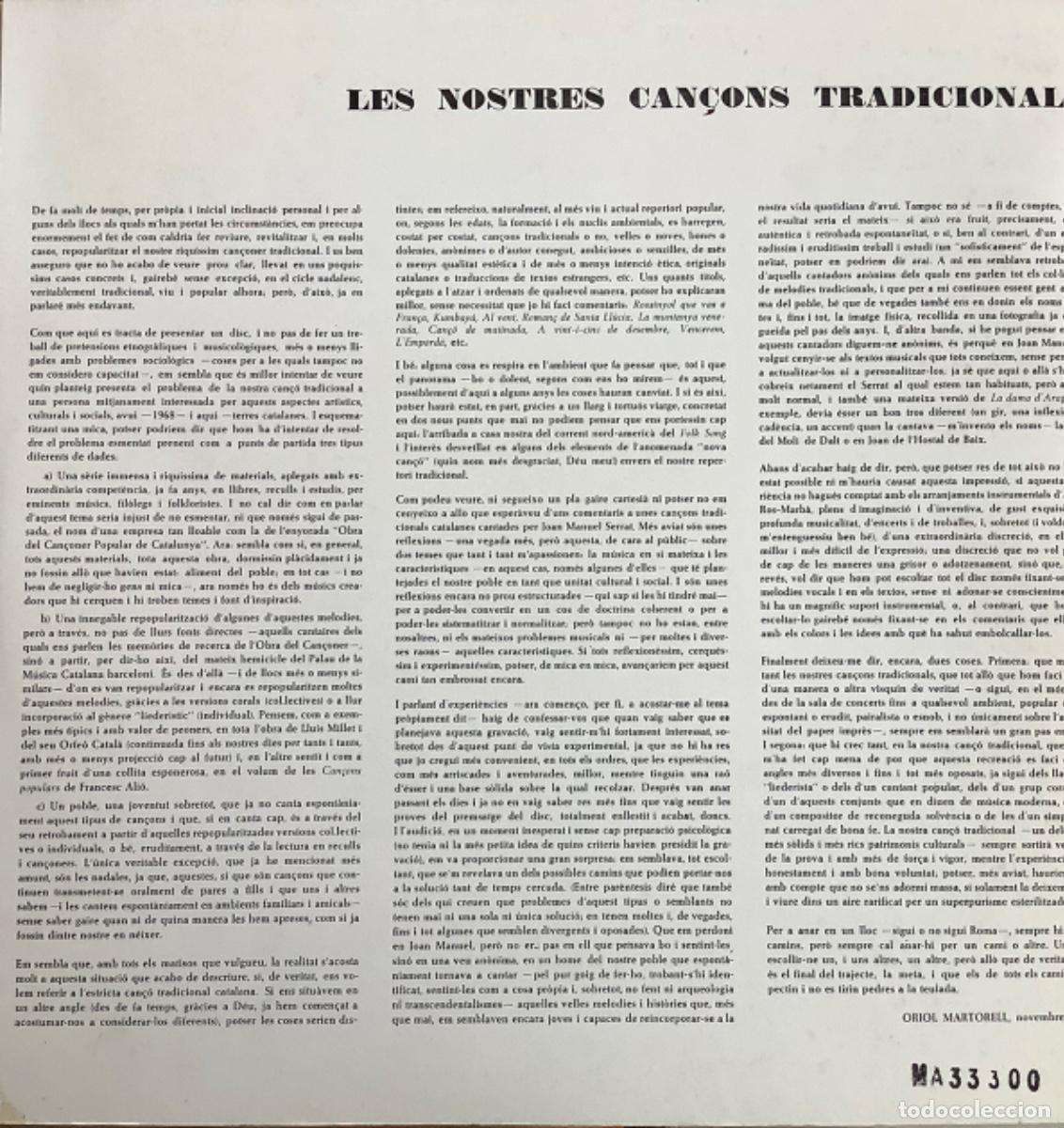 Discos de vinilo: JOAN MANUEL SERRAT-CAN&Ccedil;ONS TRADICIONALS - Foto 5