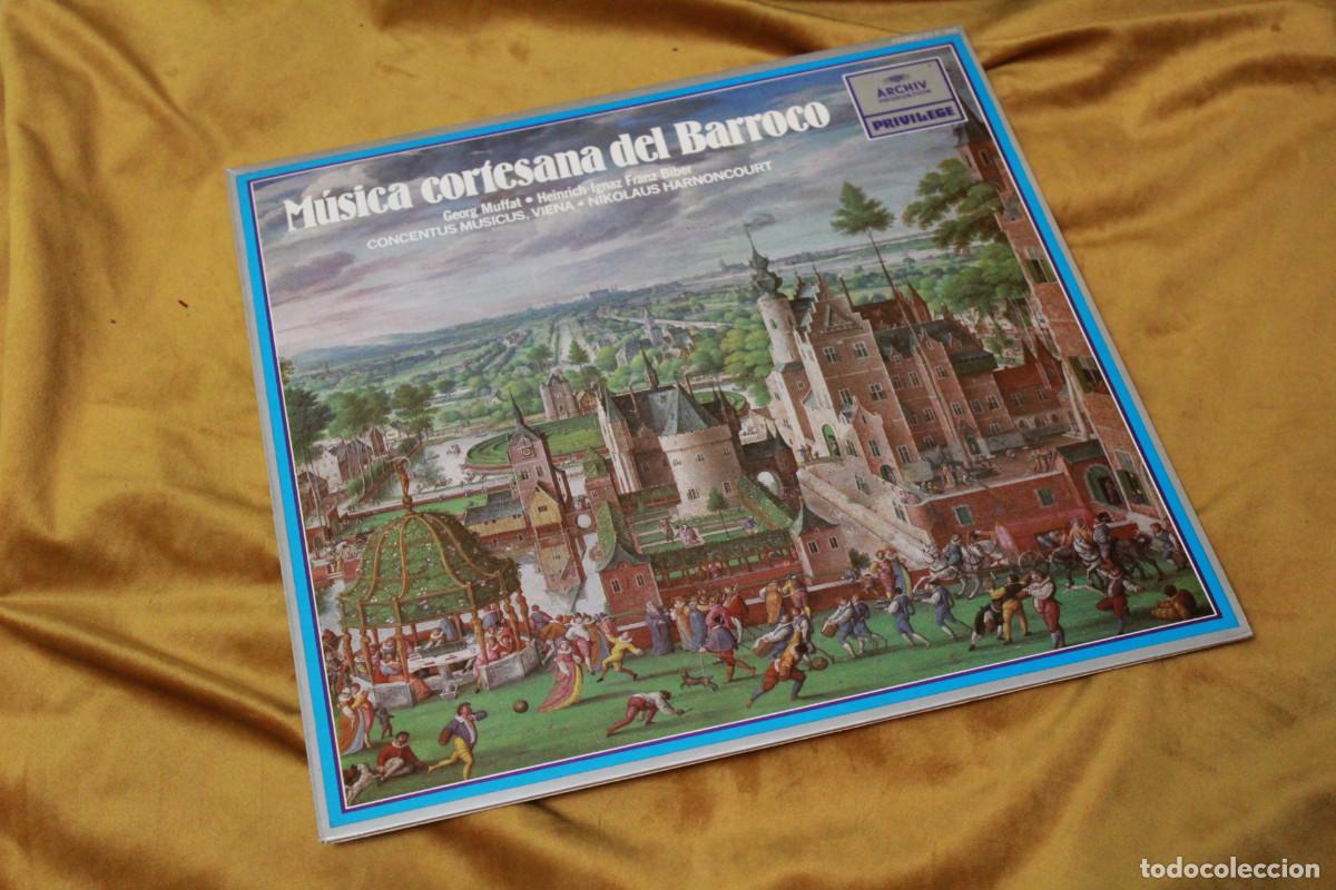 Discos de vinilo: M&uacute;sica cortesana del Barroco. Georg Muffat/Heinrich Ignaz Franz Biber. Archiv/Polydor, 1981.