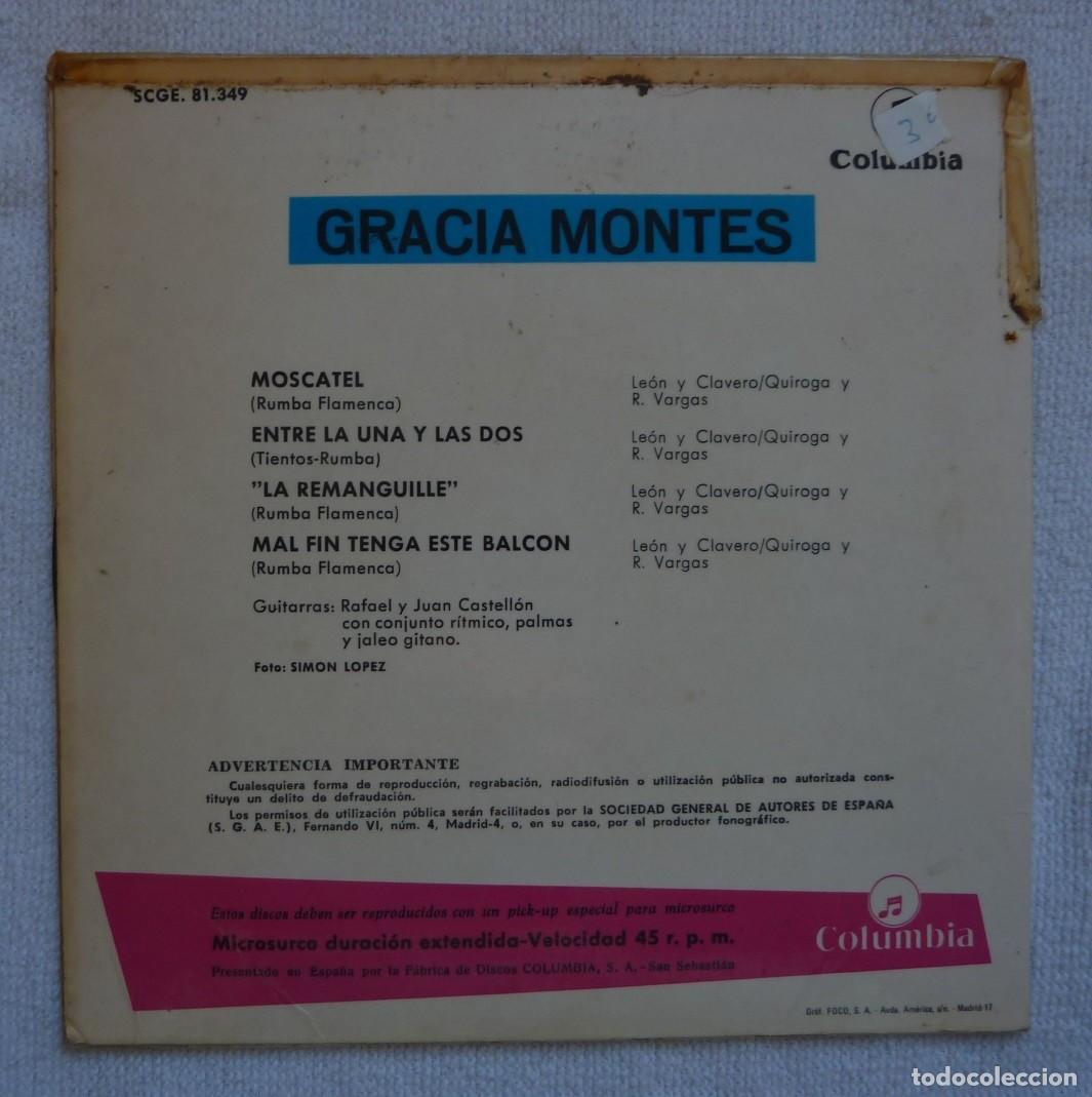 Discos de vinilo: GRACIA MONTES // MOSCATEL+3 // 1968 // EP - Foto 2